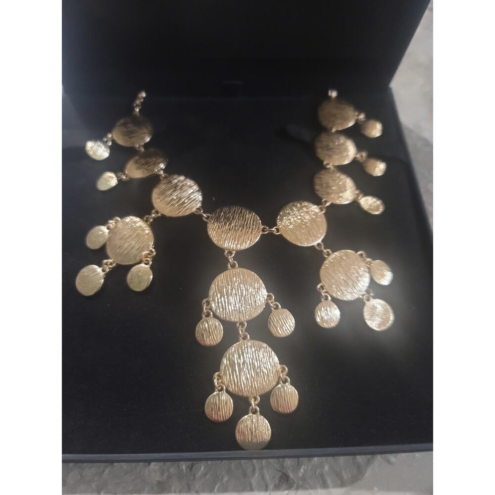 NWT Bancroft Gold-tone Textured Bib Statement Necklace